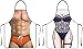 Confezione da 2 Grembiule da cucina,Apron Couple,Divertente grembiule,per barbecue da cucina divertente novità sexy(Uomo muscoloso + Donna sexy)