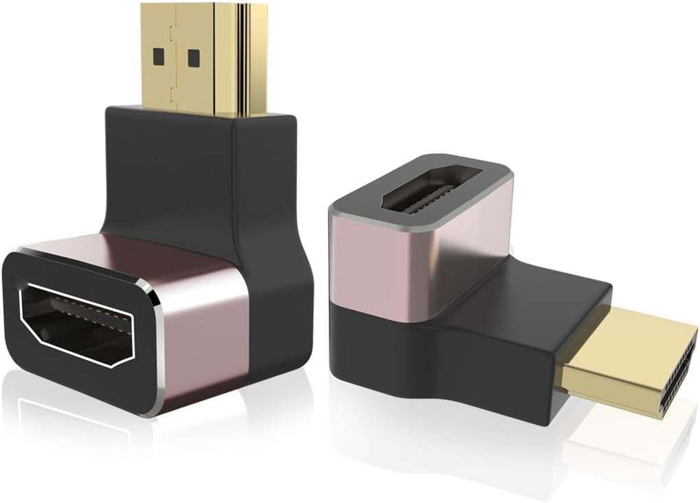 TERRIFI 2 Pack HDMI Cable Adapter, 90 Degree Adapter, HDMI Male to HDMI Female Adapter, Suitable for PC, Laptop, Projector, Monitor, TV, PS5