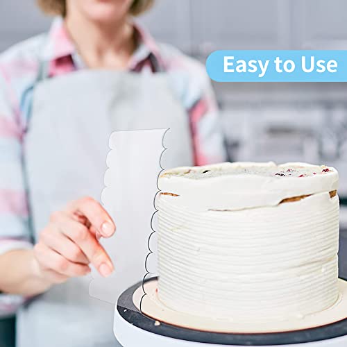 8 Pcs Cake Scraper Set, Cake Comb Edge Smoother Tool, Pastry Cutter Kitchen Baking Tools, Cake Scraper Smoother in 13 Patterns for Different Shapes of Cake Edges Transparent by TLPCRKI - Image 4