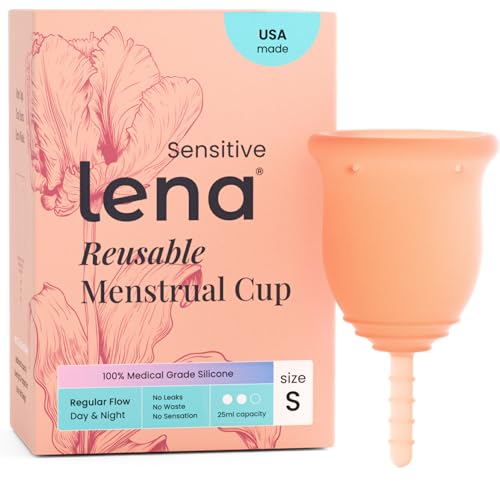 Lena Sensitive Menstrual Cup - Small - Ultra-Soft Reusable Silicone Period Cup for Sensitive Anatomy, 12-Hour Comfort, Gentle and Leak-Free Protection (LENA-COR-S)