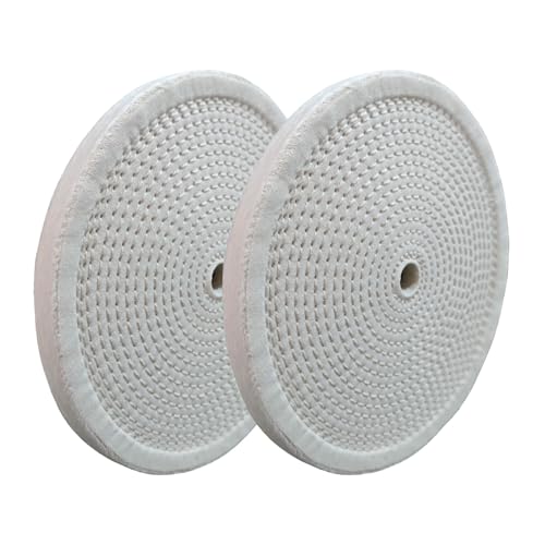 PURUI 2PC 8 Inch Polishing Buffing Wheels for Bench Grinder Spiral Sewn with 5/8