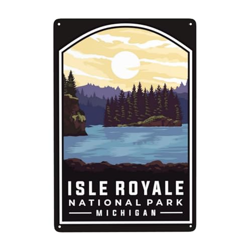 Isle Royale National Park Vintage Tin Signs Funny Vintage Tin Signs National Park Decor For Garage Wall Decoration Garden Farmhouse Poster Retro 8x12 Inch