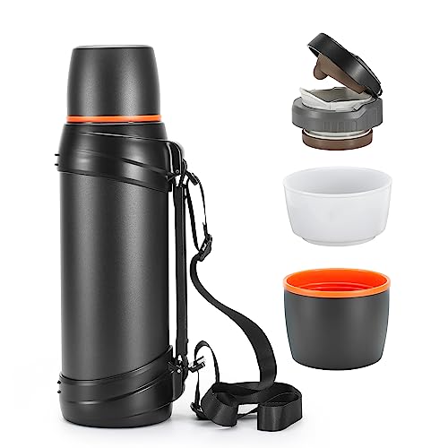 OKADI 85oz Large Coffee Thermoses for Travel - Insulated Water Jug Classic Vacuum Bottle with Plastic Cup - Stainless Steel Thermos for Hiking Fishing