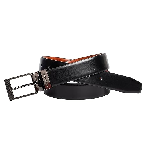 Vince Camuto Belts Men | Reversible Black Belt to Tan with a Gun Metal Belt Buckle | Bonded Leather | Reversible Belt - Image 4