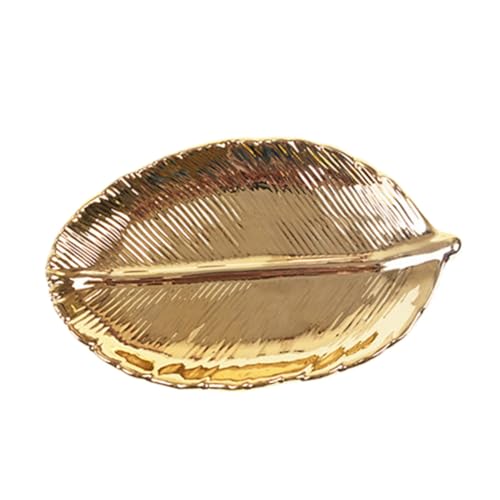 Garneck Plateau Organisateur Bijoux Céramique Dorée Coupelle de Rangement pour Bagues Bracelets et Colliers Support Chic pour Bureau et Table de Nuit