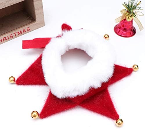 Amosfun Christmas Pet Collar Adjustable Dog Collar with Jingle Bell Decorations Christmas Elf Costume Accessories for Small Dog Cat Puppy Kitten Size M (Color)