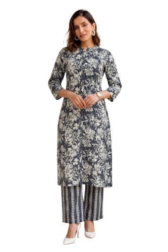 Image of MIRCHI FASHION Pure Cotton Plus Size Lucknowi Chikankari Kurta Set with Pant | 3XL 4XL 5XL Straight Kurta Pant Set | Ethnic Office Wear