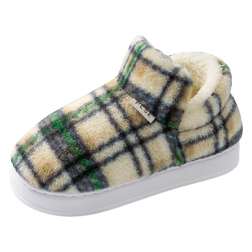 Women's Slippers Platform Slip-On Memory Foam Cozy Fluffy Warm Comfyry Lined House Shoes for Outdoor Indoor Unisex Closed Back Fuzzy Slippers Fashion Bedroom Non-Slip Home Shoes