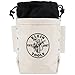 Klein Tools 5416TC Top Closing Load Rated Bolt Bag with 3-Inch Drawstring, Made of Heavy-Duty No. 4 Canvas, beige and black.