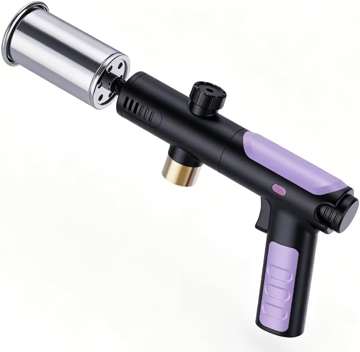 One-Touch Max Fire Propane Torch with Safety Lock, Multipurpose Blow Torch for Charcoal Lighting, Sous Vide, BBQ Grilling and Kitchen Cooking, Propane Tank Not Included-Light purple