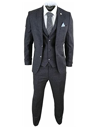 Costume trois pièces tweed homme smoking mariage business bouton unique
