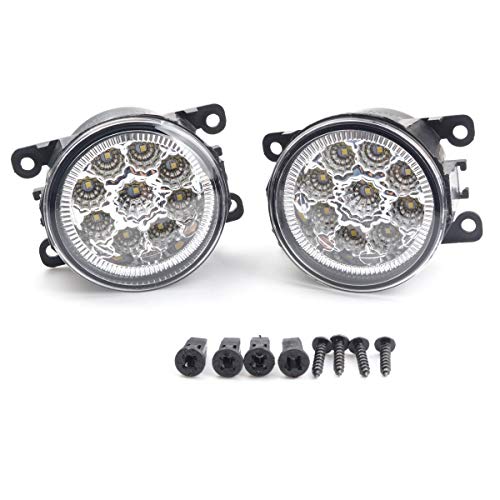 2Pcs 9 LED Car Round Front Fog Light DRL Daytime Running Light Car Bulb White