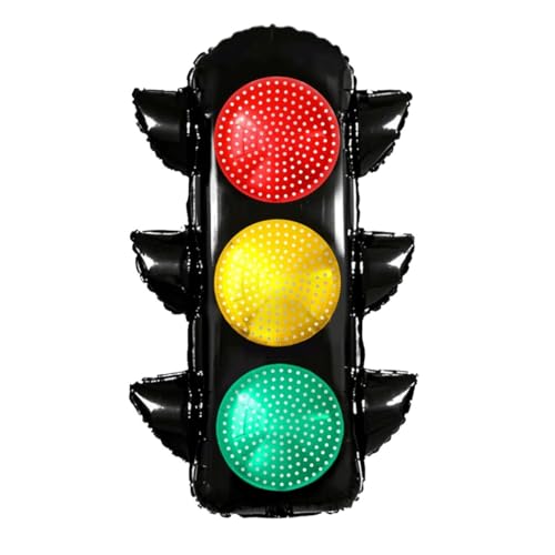 Image of Atpata Funky Traffic Light Foil Balloon 80x60 cm - Red Yellow Green Signal Decoration for Car Theme Birthday, Traffic Party, Road Safety Event, Race Car Party