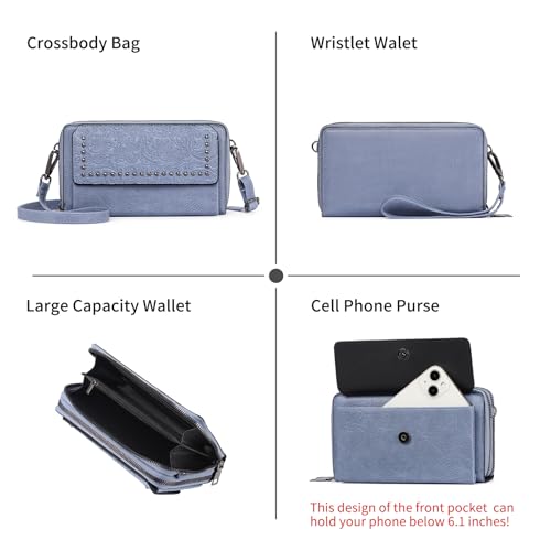 Image of FALAN MULE Crossbody Bags for Women Small Leather Cell Phone Wallet Wristlet Purse with Zip Around 2 Strap