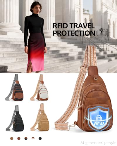 Image of Anti Theft Crossbody Bags for Women,RFID Sling Bag Travel Purse | 5 Compartments,8 RFID Slots,Hidden Pocket,Adjustable Strap,Vegan Leather