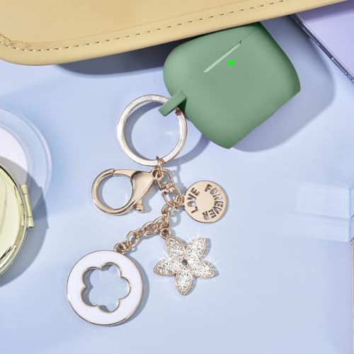 Image of Case for Apple Airpods 4 - VISOOM Airpods 4 Cases 2024 Cover Women Anti-Drop Silicone iPods 4 Earbuds Wireless Accessorie Charging Cases Girl Bling Keychain for Airpod iPods 4th Generation