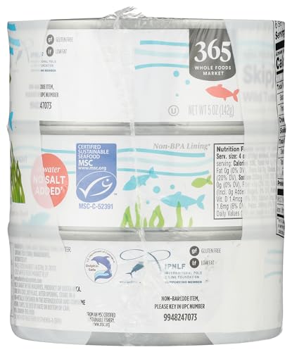 365 by Whole Foods Market, Skipjack Tuna in Water No Salt Added, 30 Ounce, 12 Pack - image 5