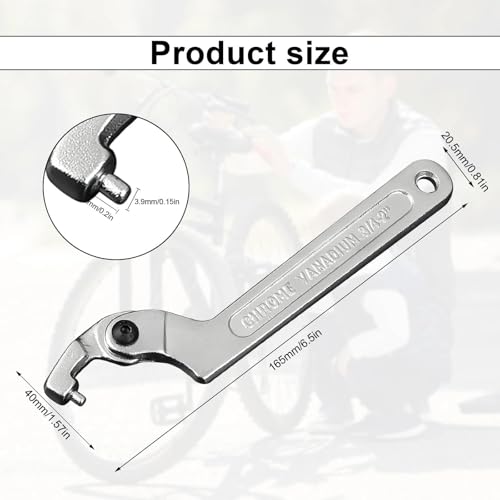 HECHKJ Verstellbarer Hakenschlüssel 19–51 mm, C Förmiger Schraubenschlüssel aus Chrom-Vanadium, Nutmutternschlüssel für Motorrad Federbein, Werkstatt & Reparatur