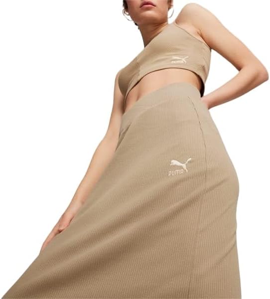 PUMA Womens Classics Ribbed Midi Skirt Casual Casual - Beige - Size L