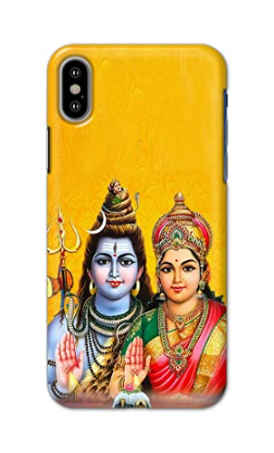 Image of Generic PRINTFIDAA Lord Shiva Parvati Yellow Background Printed Designer Hard Back Case Cover for Apple iPhone X /iPhone 10 / iPhone Ten /iPhone Xs -(TI) MVN1008