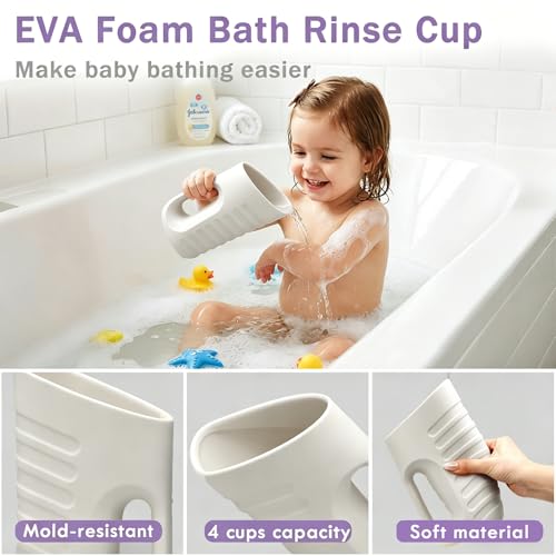 Image of Babylush Baby Bath Rinse Cup & Rinser - 1000ml Soft EVA, 0.3lb Lightweight, BPA-Free Bath Water Pourer, Baby Bath Pitcher, Shower Cup for Kids (Grey)