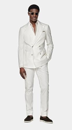Mens White Seersucker Suit Grooms Double Breasted Suit for Wedding Mens Formal Suits Slim Fit
