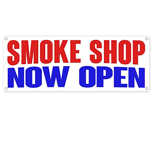 Smoke Shop Now Open Banner 13 oz | Non-Fabric | Heavy-Duty Vinyl Single-Sided with Metal Grommets