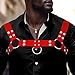 Fstrend Men's Harness Leather Chest Belt Rivets Red Shoulder Strap Fashion Rave Body Accessory