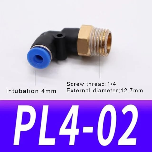 Conector neumático PL codo de manguera aire rosca cuadrada conector rapido PL12-04 2