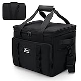 UPEELIFE Bolsa térmica de 24 L, bolsa de almuerzo grande, plegable, impermeable, bolsa de picnic, bolsa aislante con correa para el hombro, para picnic, barbacoas, compras, playa, camping (negro)