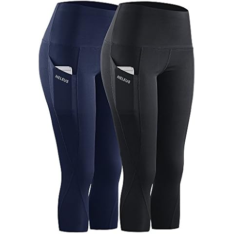 Neleus Damen Bauchkontrolle Hohe Taille Capri Laufen Leggings Yoga Hose Cover