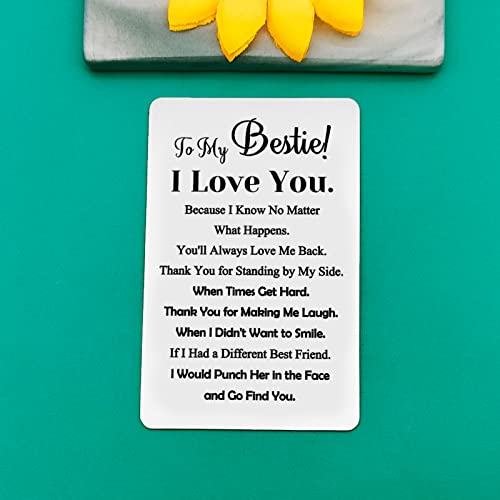 Baipilu To My Bestie Engraved Wallet Card Inspirational Present for Sister Best Friends Funny Gift for Sister Friendship Gifts for Women Thanksgiving Valentine's Day Anniversary Birthday Present4