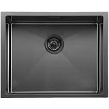 Superficie y instalación inferior: el fregadero es ideal para armarios inferiores a partir de 60 cm. Dimensiones externas del fregadero: 544 x 444 mm, radio de 11 mm. Dimensiones interiores del fregadero: 500 x 400 x 185 mm, radio: 10 mm.