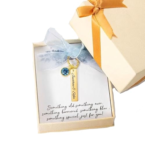 callie Personalized Wedding Bouquet Charms for Bride - Custom Blue Bridal Flower Bouquet Charm with Gift Card & Box
