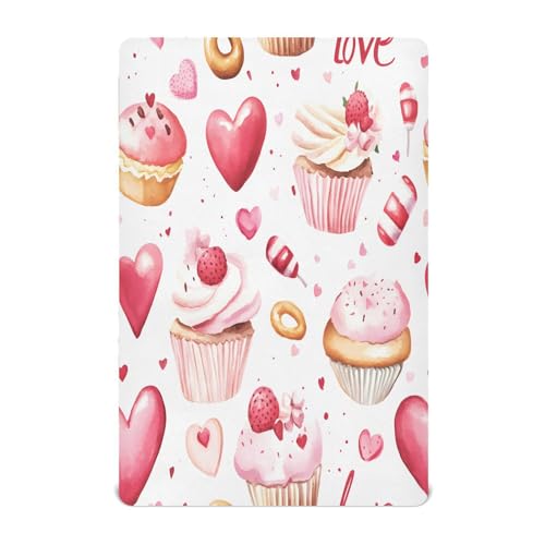 Ttgoth Sábana bajera ajustable para cuna para niños y niñas, sábana de punto jersey, para el día de San Valentín, para cuna estándar y colchón de cama infantil, acogedora, suave, transpirable, 27 x 39