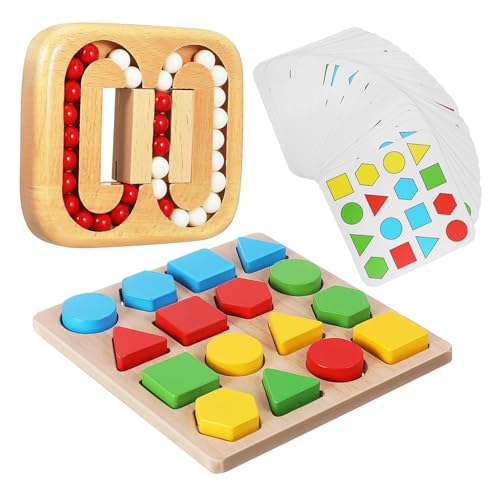 ERINGOGO Holz Gedächtnisspiel Senioren Kognitives Zuordnungsspiel Holzpuzzle Für Ältere Menschen Gedächtnisförderndes Labyrinthspiel Mit Drehbaren Elementen Für Seniorenspiele