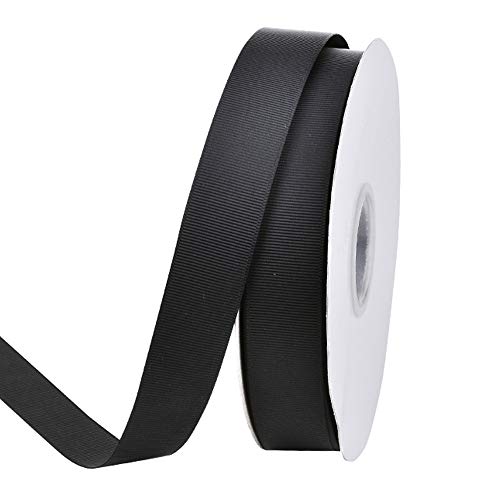 Ribest 1 Inch Black Grosgrain Ribbon 50 Yards Per Roll For Gift Wrapping Crafts Bow Maker Wreaths Hair Accessories Wedding #TOP12
