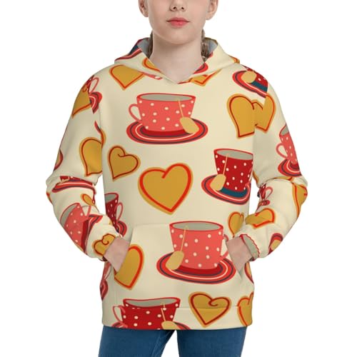 Cups of Tea Kids Pullover Hoodies Boys Sweatshirts Girls Athletic Clothes with Pocket
