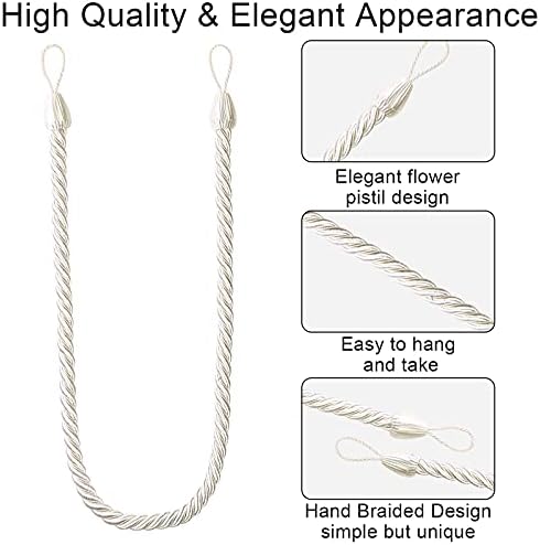 One Pair Pastoral Style Curtain Tiebacks Two Color Curtains Lanyard Home Accessories (White)