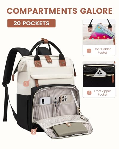 Image of LOVEVOOK Laptop Backpack for Women, 17.3'' Waterproof Nurse Bag Teacher Work Backpack Purse for Women, Travel Computer Backpack for College Office Business Ladies