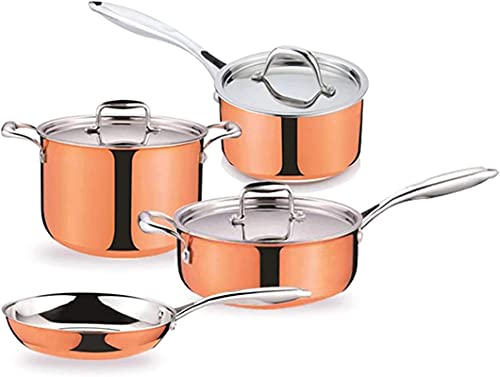 Qtyqwc Kupfer Topfset 4-teilig Luxuriös