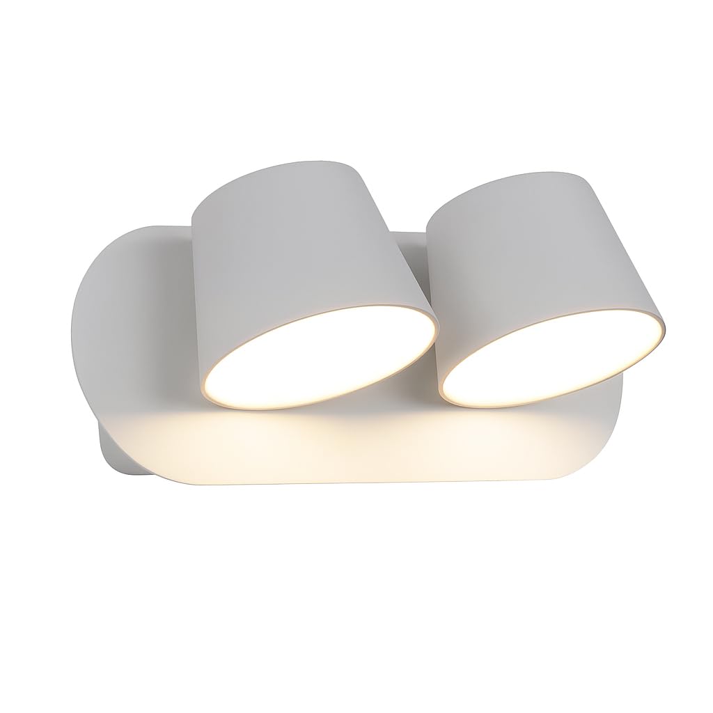 BARCELONA LED KOP-2 LED Wandleuchte 12W 3000K Schwenkbar Weiß | Mattes Aluminium, 100x265x120 mm, 1050 lm, IP20 für Innenräume, Leseleuchte, 220-240V AC