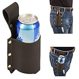 Beer Holder,Leather Beer Holster Bottle Holders,Beer Belt Holder Beer Gifts for Men,BBQ/Grilling Gifts for Travel Camping Party Outdoor,Cool Beer Accessories Gadgets for Men (Dark Brown)