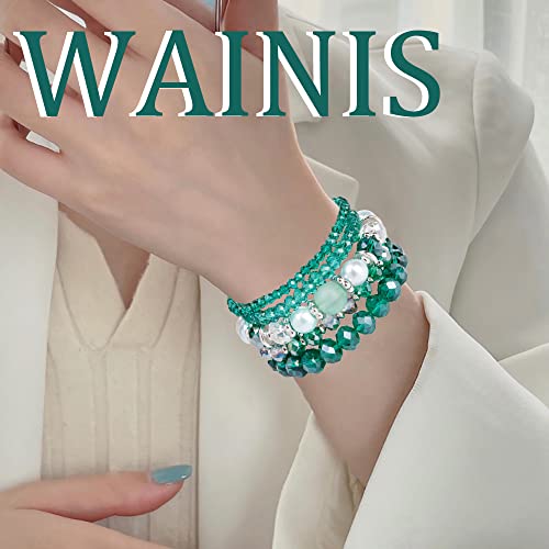 Wainis Beaded Boho Stretch Bracelet Colorful Stackable Crystal Beads Bracelets Trendy Costume Jewelry Mothers Day Gifts For Women #TOP2