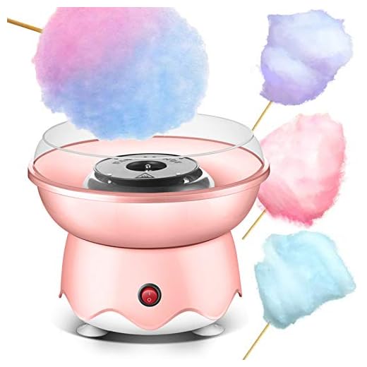 Cotton Candy Machine for Kids, Electric Cotton Candy Maker with Large Food Grade Splash-Proof Plate, for Home Birthday Family Party Christmas Gift, Includes 10 Bamboo Sticks & Sugar Scoop