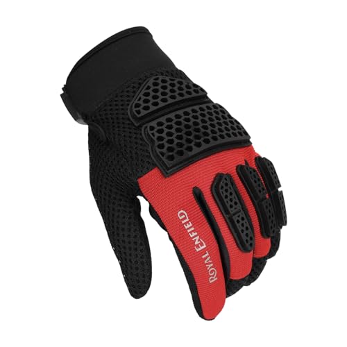 Image of Royal Enfield Street Ace 2.0 Riding Gloves | TPR Knuckle Protection | Air Mesh Ventilation | Microsuede Grip Patch | Palm Reinforcement | Poly Stretch Fabric | Impact & Abrasion Resistant RED M