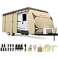Umbrauto Travel Trailer RV Cover 2024 Upgraded 7 Layers Top 3 Layers Side Waterproof Camper Cover for 30' to 33' RV with 4 Trailer Tire Covers,Tongue Jack Cover,Gutter Cover and Extra Windproof Ropes