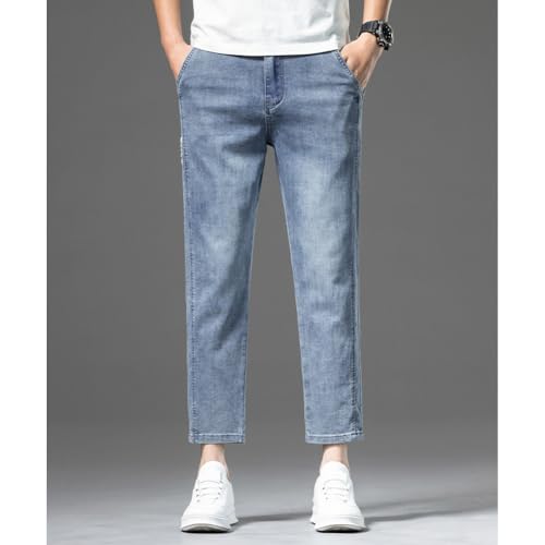 Mens Casual Slim Fit Ankle-Length Jeans Skinny Cropped Denim Pants with Pockets2