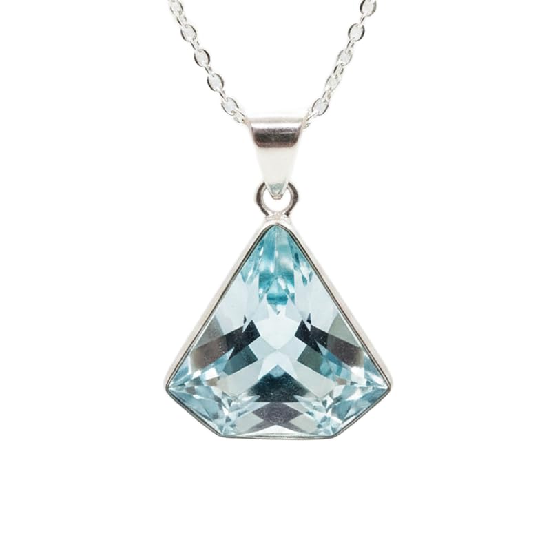 Collier en quartz bleu naturel LKBEADS, le cadeau idéal avec chaîne 18 pouces