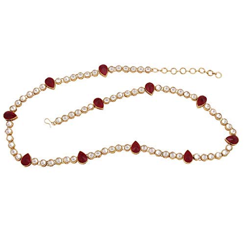 Peora Traditional Jewellery 18K Gold Plated Kundan Waist Belt Kamarband Kamarpatta Belly Chain for Women Girls